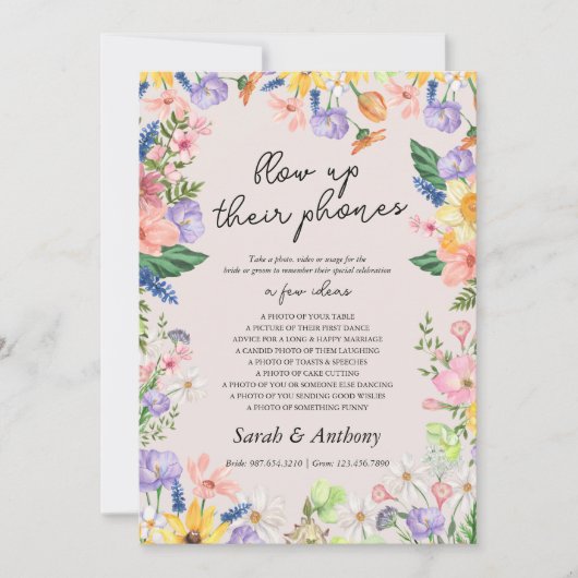 Wildblume Spring bläst ihre Telefonsignatur-Karte  Einladung (Vorderseite)