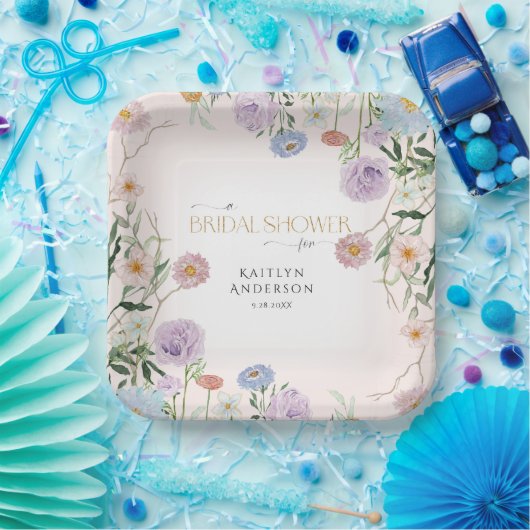 Wildblume Spring Blumenrot Rosa Brautparty Pappteller (Party)