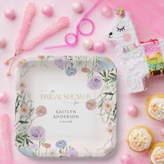 Wildblume Spring Blumenrot Rosa Brautparty Pappteller (Party)