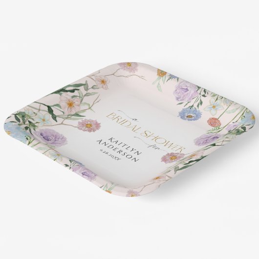 Wildblume Spring Blumenrot Rosa Brautparty Pappteller (Gewinkelt)