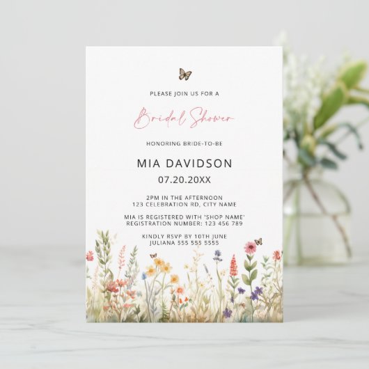 Wildblume Spring Brautparty Einladung (Stehend Vorderseite)