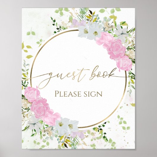 Wildblume Spring Brautparty Guest Book Sign Poster (Vorne)