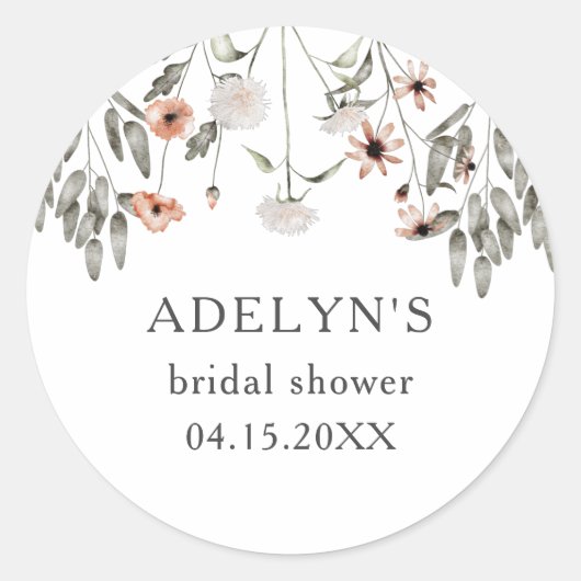 Wildblume Spring Brautparty Runder Aufkleber (Vorderseite)