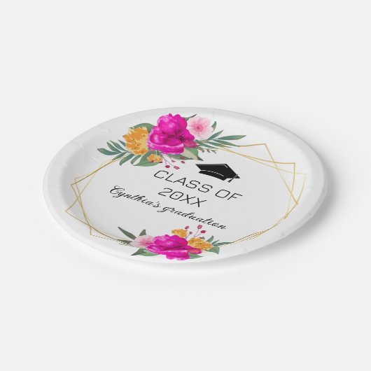 Wildblume Spring Class Abschluss Pappteller (Schrägansicht)