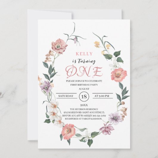 Wildblume Spring feiert Einladung (Vorderseite)