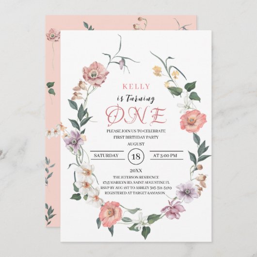 Wildblume Spring feiert Einladung (Vorne/Hinten)