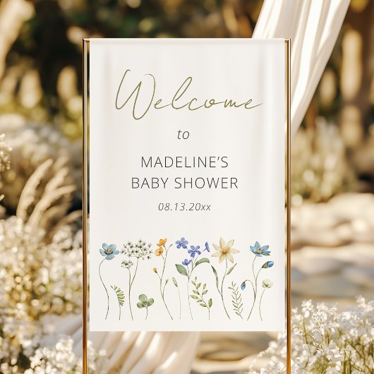 Wildblume Spring Floral Baby Dusche Willkommen Banner