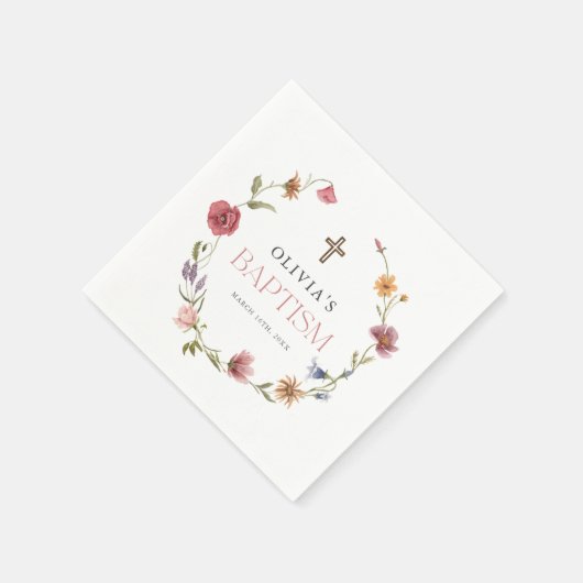 Wildblume Spring Floral Girl Taufe Party Serviette (Ecke)