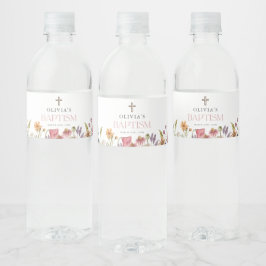 Wildblume Spring Floral Girl Taufe Party Wasserflaschenetikett