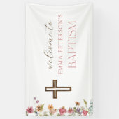 Wildblume Spring Floral Girl Taufe Willkommen Banner (Vertikal)