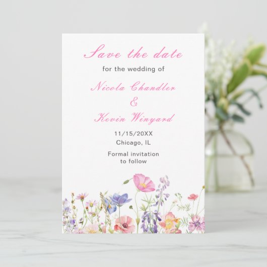 Wildblume Spring Floral Save The Date (Stehend Vorderseite)