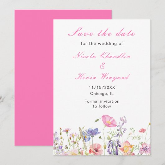 Wildblume Spring Floral Save The Date (Vorne/Hinten)