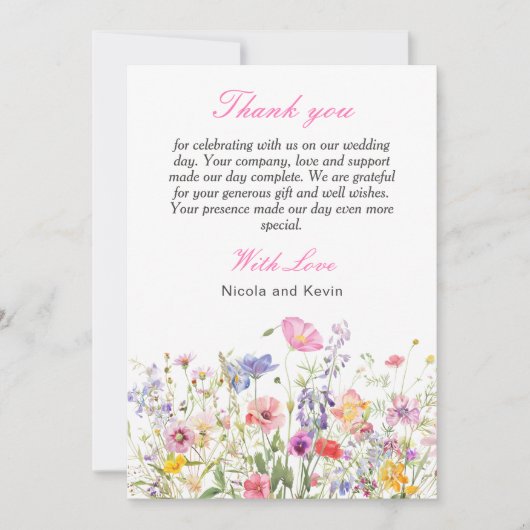 Wildblume Spring Floral Vielen Dank Dankeskarte (Vorderseite)