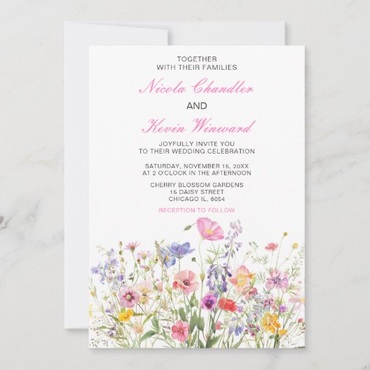 Wildblume Spring Floral Wedding Einladung (Vorderseite)