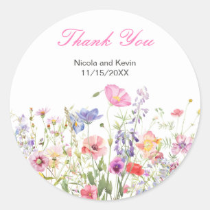 Wildblume Spring Floral Wedding Runder Aufkleber