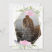Wildblume Spring Foto Hochzeit speichern das Datum Einladung (Vorderseite)