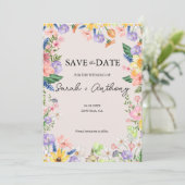 Wildblume Spring Foto Save the Date Card Einladung (Stehend Vorderseite)