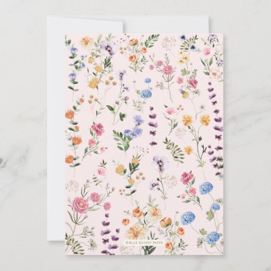 Wildblume Spring Garden Girl Babydusche Einladung (Rückseite)