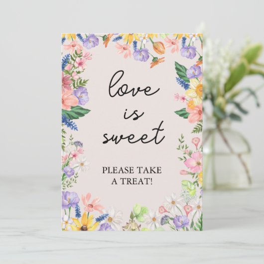 Wildblume Spring Liebe ist Sweet Sign Card Einladung (Stehend Vorderseite)