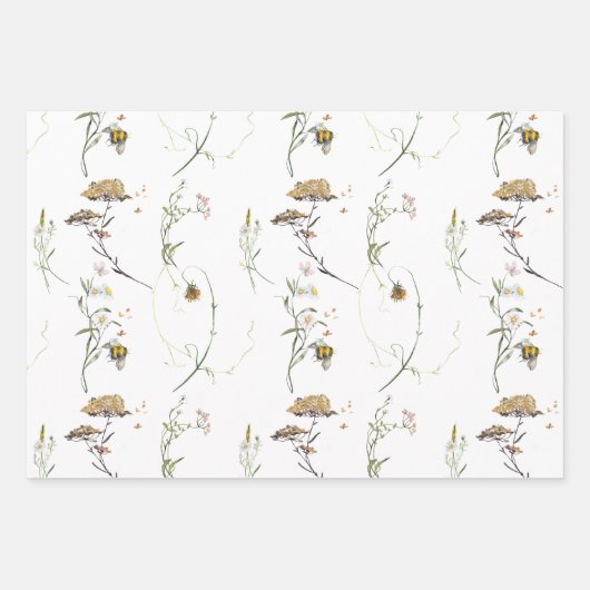 Wildblume Spring Meadow Florals Wrapping Paper Geschenkpapier Set (Vorderseite)