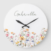 Wildblume Spring Meadow Valentinstag Große Wanduhr (Vorderseite)