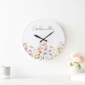 Wildblume Spring Meadow Valentinstag Große Wanduhr (Zuhause)
