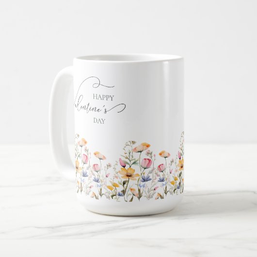 Wildblume Spring Meadow Valentinstag Kaffeetasse (Vorderseite Links)