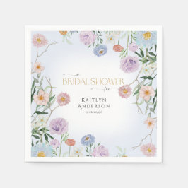 Wildblume Spring Pink Floral w Blue Brautparty Serviette