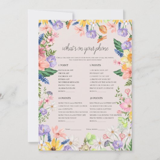 Wildblume Spring Was ist auf Ihrer Telefonkarte? Einladung (Vorderseite)