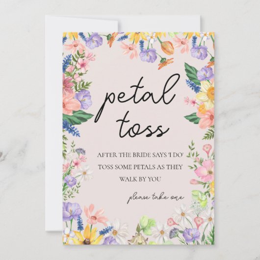 Wildblume Spring Wedding Petal Toss Sign Card Einladung (Vorderseite)