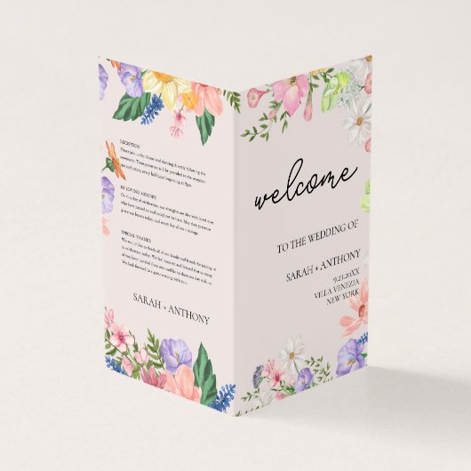 Wildblume Spring Wedding Program Card (Vorderseite)