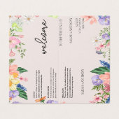 Wildblume Spring Wedding Program Card (Außenseite Aufgefaltet)