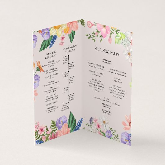 Wildblume Spring Wedding Program Card (Innenseite)