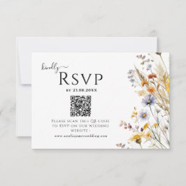 Wildblume Spring Wedding QR Code RSVP Karte
