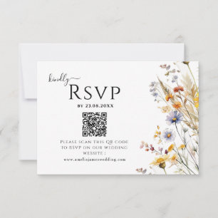 Wildblume Spring Wedding QR Code RSVP Karte