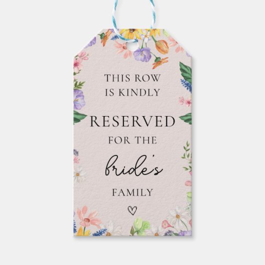 Wildblume Spring Wedding Reservierte Stuhlmarke Geschenkanhänger (Vorderseite)