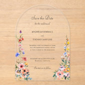 Wildblume Spring Wedding Save the Date Acryleinladungen (Vorderseite)