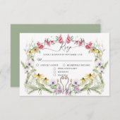 Wildblume Spring Wreath Moderne Blumentypografie RSVP Karte (Vorne/Hinten)