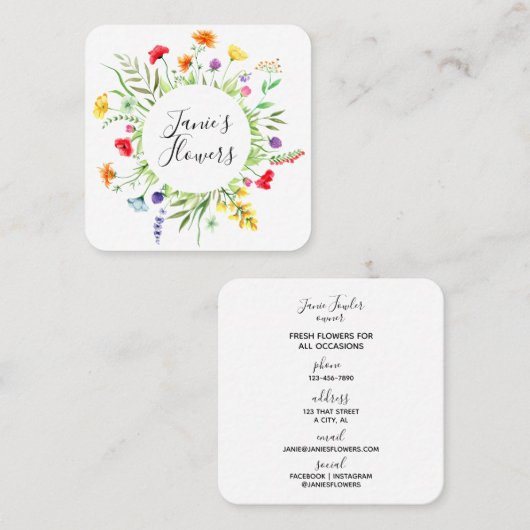 Wildblume Square Business Card Quadratische Visitenkarte (Vorne/Hinten)