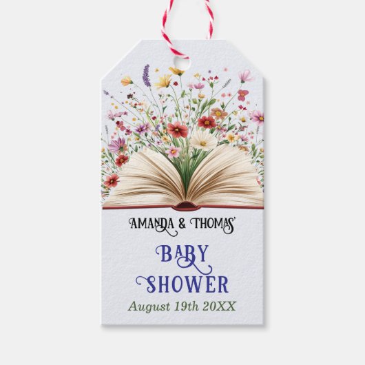 Wildblume Storybook Blue Baby Dusche Geschenkanhänger (Vorderseite)