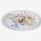 Wildblume Storybook Blue Baby Dusche Pappteller (Schrägansicht)