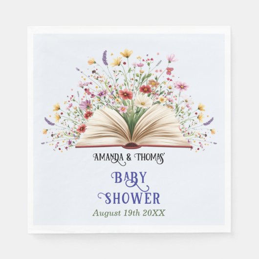 Wildblume Storybook Blue Baby Dusche Serviette (Vorderseite)