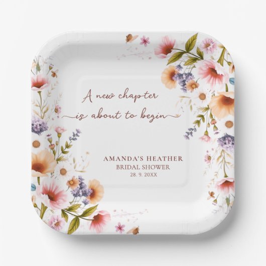 Wildblume Storybook Brautparty Party Pappteller (Vorderseite)