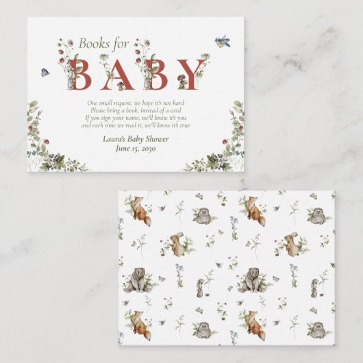 Wildblume Strawberry Summer Baby Book Request Begleitkarte (Vorne/Hinten)