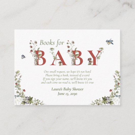 Wildblume Strawberry Summer Baby Book Request Begleitkarte (Vorderseite)