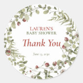 Wildblume Strawberry Summer Baby Dusche Vielen Dan Runder Aufkleber (Vorderseite)