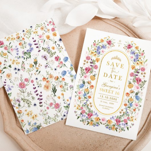 Wildblume Sweet 16 Quinceanera Save the Date Ankündigungspostkarte