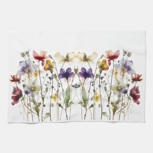 Wildblume Symphony: Vibranly Watercolor Art Geschirrtuch (Horizontal)