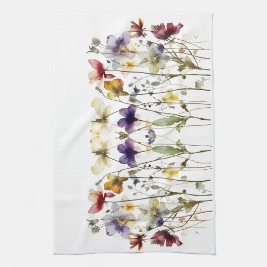 Wildblume Symphony: Vibranly Watercolor Art Geschirrtuch (Vertikal)