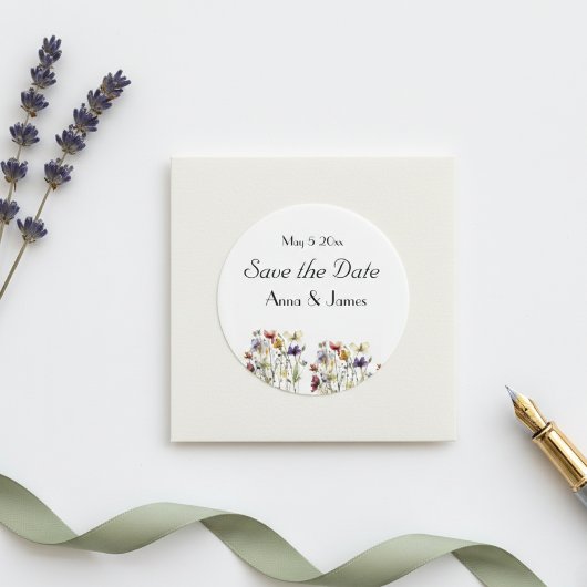 Wildblume Symphony: Vibranly Watercolor Art Runder Aufkleber